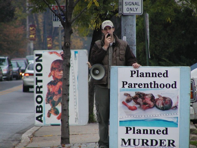 Michael Marcavage preaching during 2004 Philadelphia Tour.