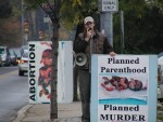 Michael Marcavage preaching during 2004 Philadelphia Tour.