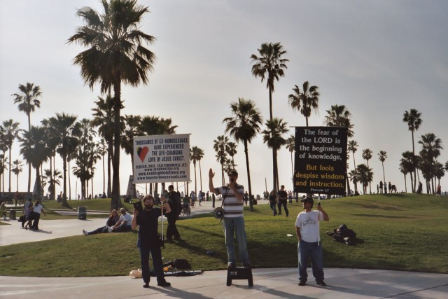 Michael preaching on Santa Monica pier