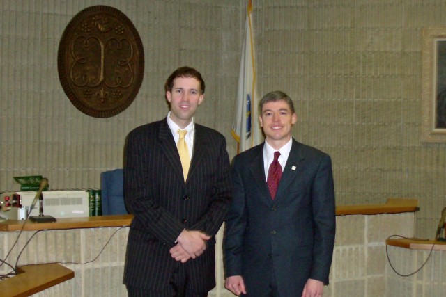 RA's Michael Marcavage (L) and Ben Dupre of the Foundation for Moral Law (R) in Salem District Court for trial over Michael's wrongful arrest and prosecution.