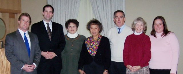 Press Conference - (L to R) Brian Fahling (AFACLP Sr. Trial Attorney), Michael Marcavage (Repent America Director), Nancy Major, Arlene Elshinnawy, Randall Beckman, Linda Beckman, and Susan Startzell