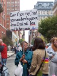 Arlene talks to woman about Jesus Christ.