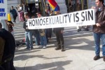 Sign declaring: "Homosexuality is sin"