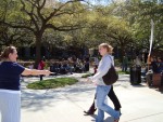 Shirly Carpenter passes out tracts at U of T.