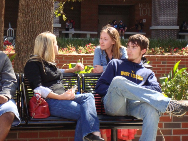 Shaela and Jordie Carpenter witnessing to a student at U of T.