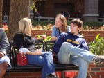 Shaela and Jordie Carpenter witnessing to a student at U of T.
