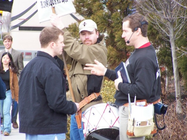 Mark Diener speaks to another atheist.