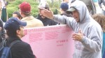 Michael Marcavage witnesses to a student on a Texas college campus.