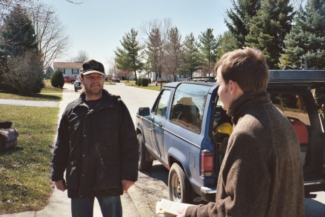 Ryan witnessing to a Dover resident