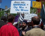 Jim Deferio witnesses to homosexuals at Independence Hall in Philadelphia.